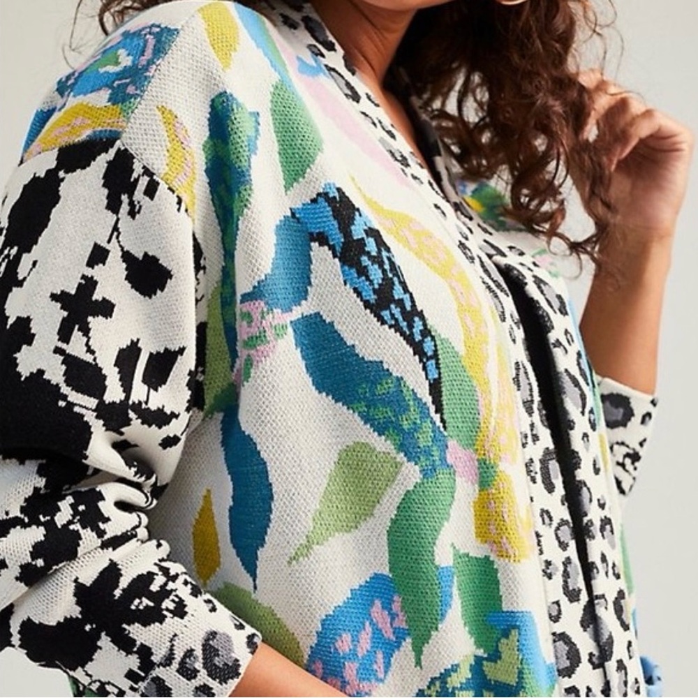 NWOT: Maeve Anthropologie Contrast Cardigan - Picture 9 of 14